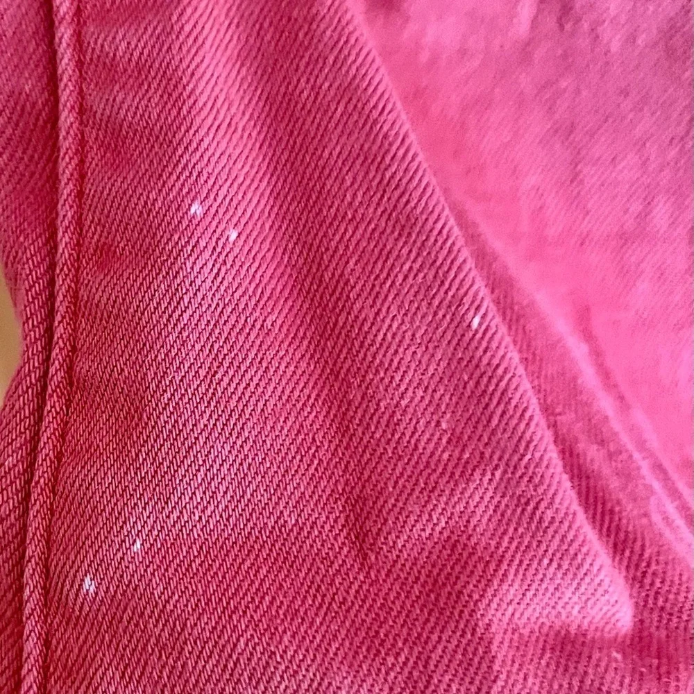 Chaps Sz 8 Faded Red Capri Jeans Distressed Bleach Splashes Grunge Summer VTG